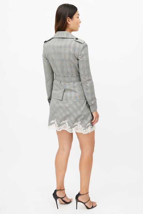 Dior Vintage Grey Glen Check & Lace Suit