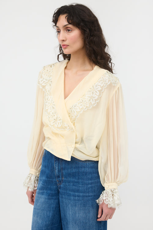 Dior Vintage Silk & Lace Blouse