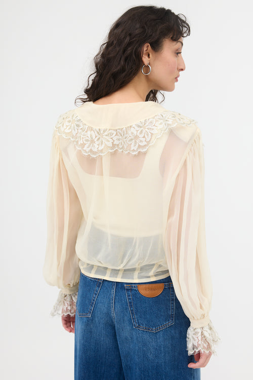 Dior Vintage Silk & Lace Blouse