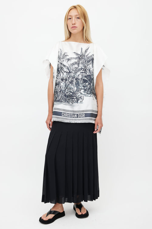 Dior White & Black Silk Toile Du Jouy Top
