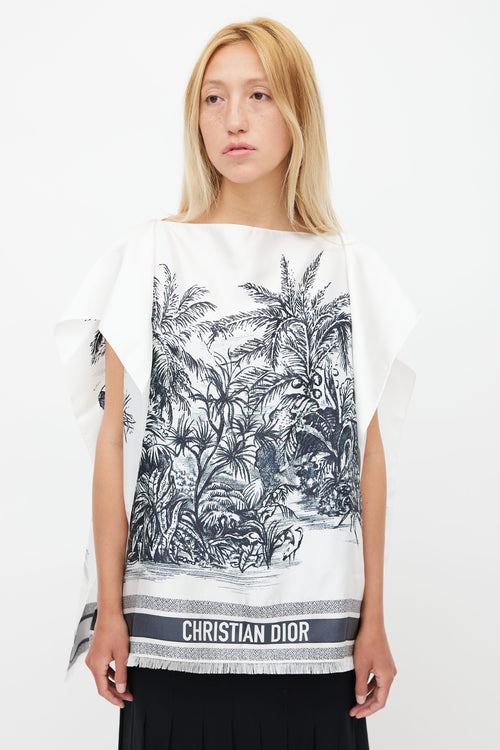 Dior White & Black Silk Toile Du Jouy Top