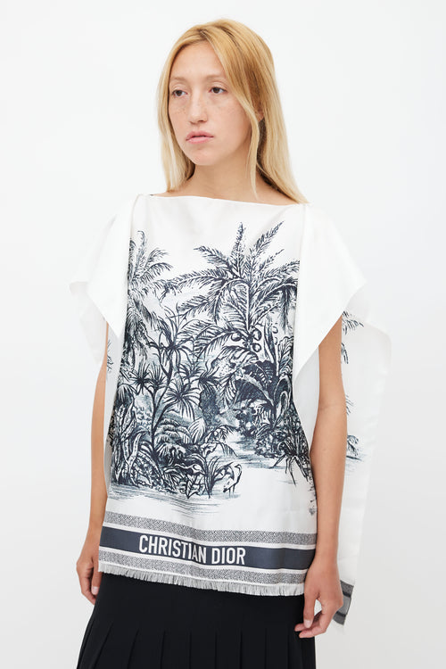Dior White & Black Silk Toile Du Jouy Top