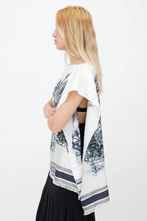 Dior White & Black Silk Toile Du Jouy Top