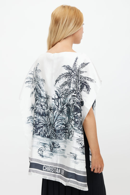 Dior White & Black Silk Toile Du Jouy Top
