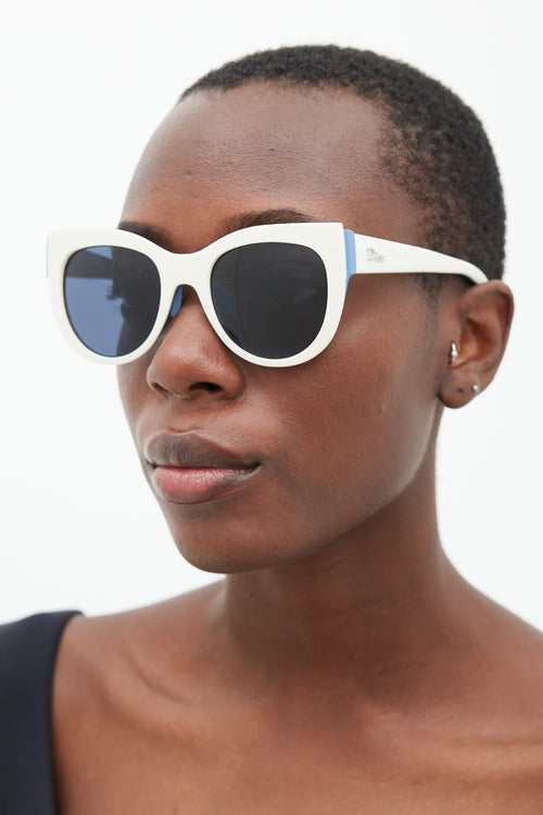 Dior White & Blue Decale 1 Circular Sunglasses
