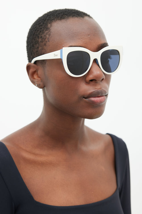 Dior White & Blue Decale 1 Circular Sunglasses