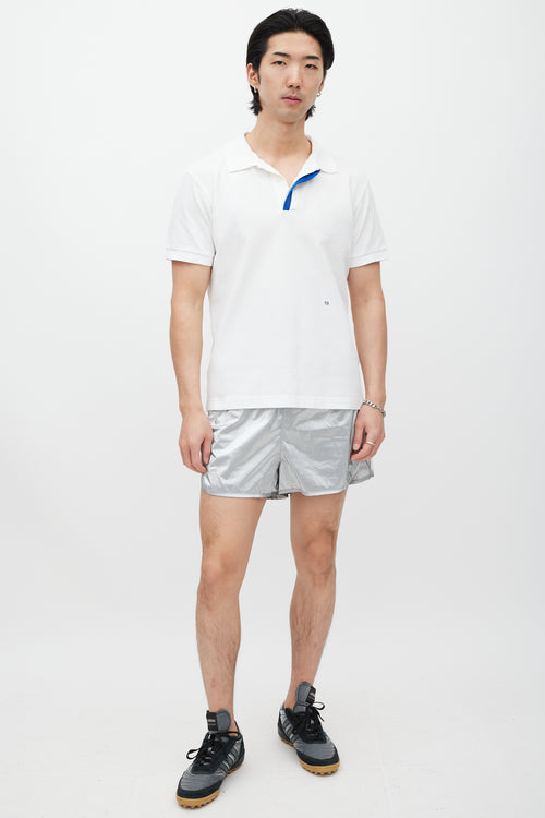 Dior White & Blue Embroidered Polo
