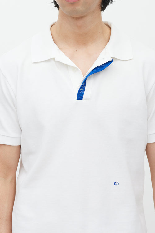 Dior White & Blue Embroidered Polo