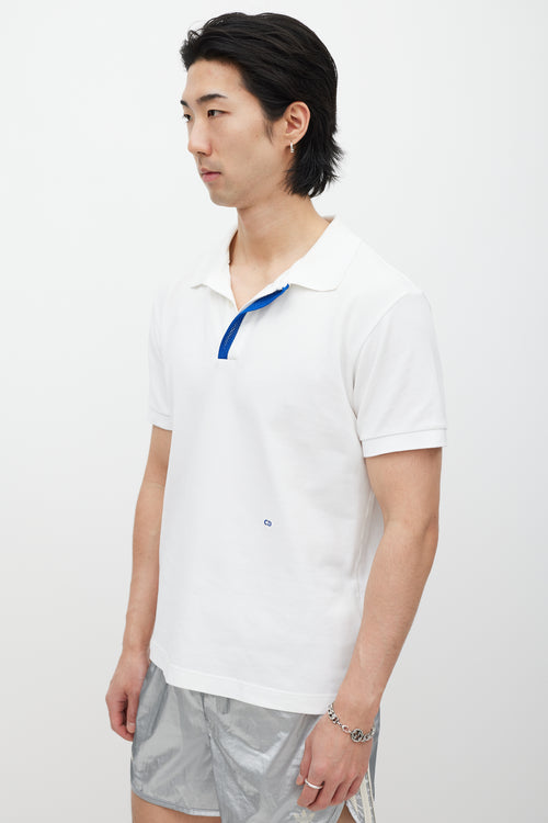 Dior White & Blue Embroidered Polo