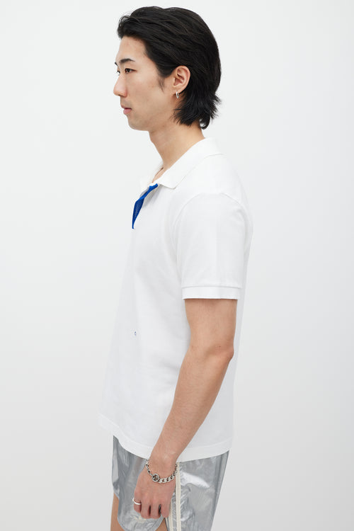 Dior White & Blue Embroidered Polo