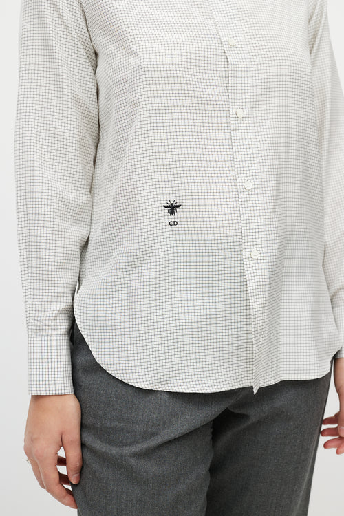 Dior White & Black Silk Checked Shirt