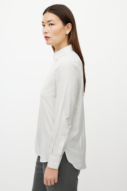 Dior White & Black Silk Checked Shirt