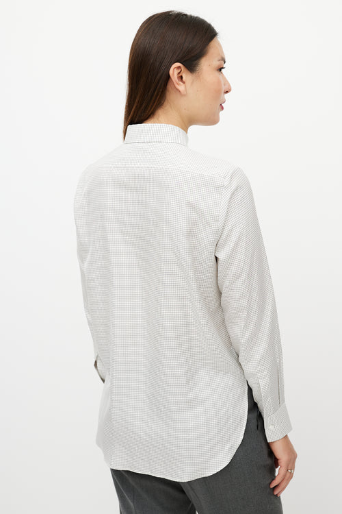 Dior White & Black Silk Checked Shirt