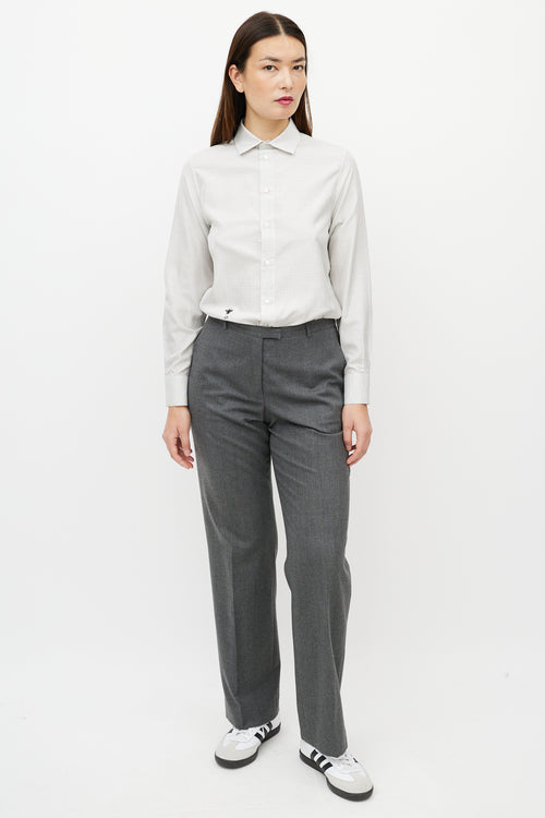 Dior White & Black Silk Checked Shirt