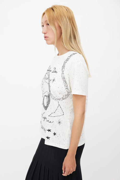 Dior White Embroidered Le Capricorne T-Shirt
