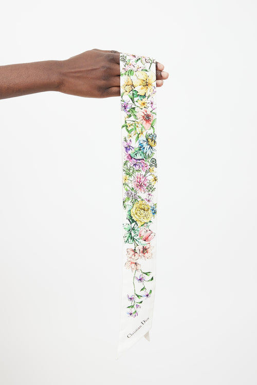Dior White & Multi Silk D-Floral Mitzah Twill