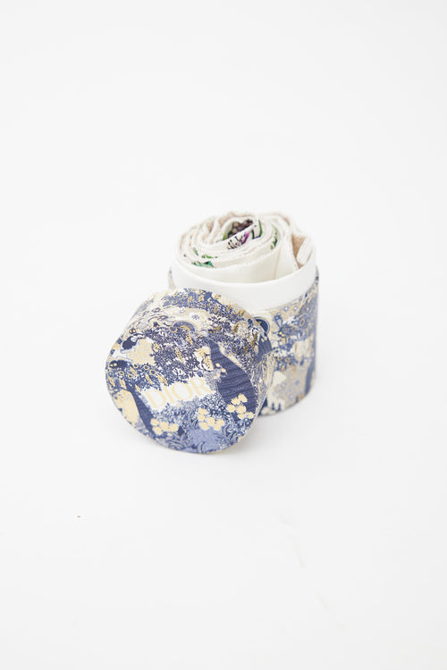 Dior White & Multi Silk D-Floral Mitzah Twill