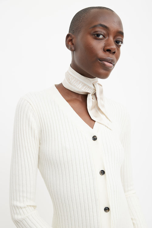 Dior White & Multi Silk D-Floral Mitzah Twill