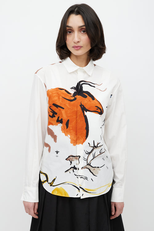Dior White & Multicolour Print Shirt