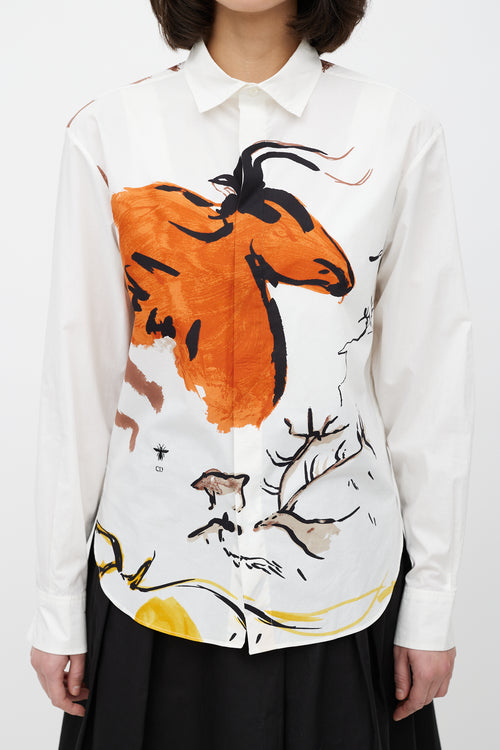 Dior White & Multicolour Print Shirt