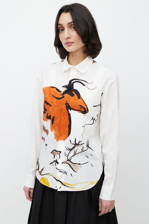 Dior White & Multicolour Print Shirt