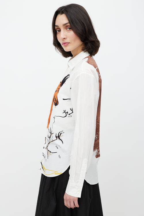 Dior White & Multicolour Print Shirt