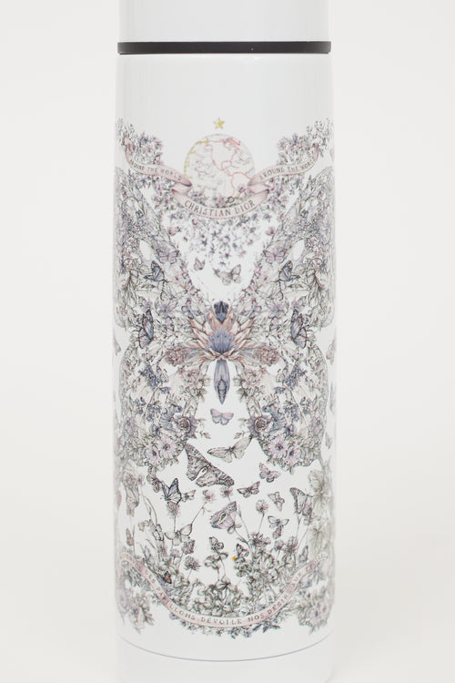 Dior White & Multicolour Printed Water Bottle