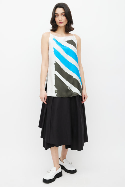 Dior White & Multicolour Stripe Silk Tank Top