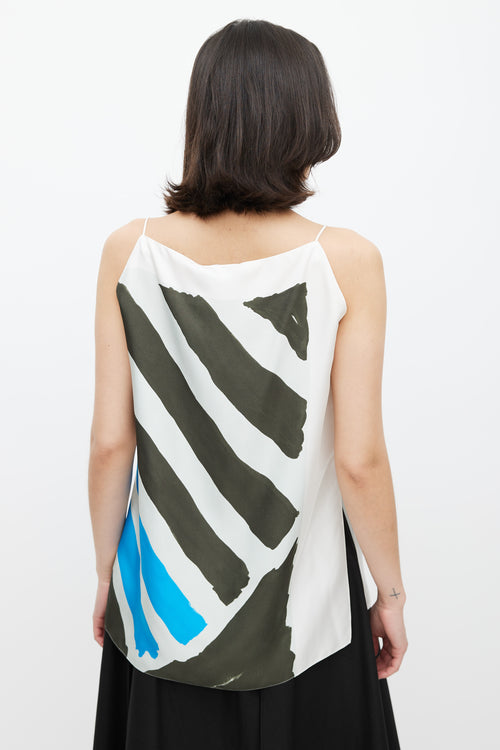 Dior White & Multicolour Stripe Silk Tank Top