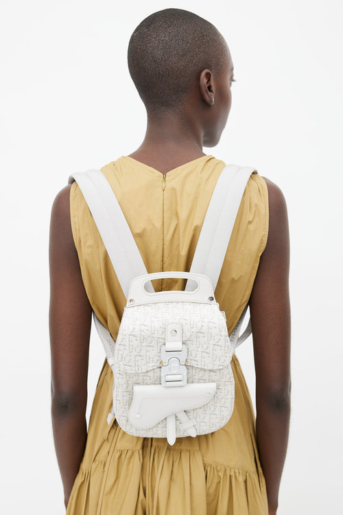 Dior White Oblique Canvas Mini Saddle Backpack