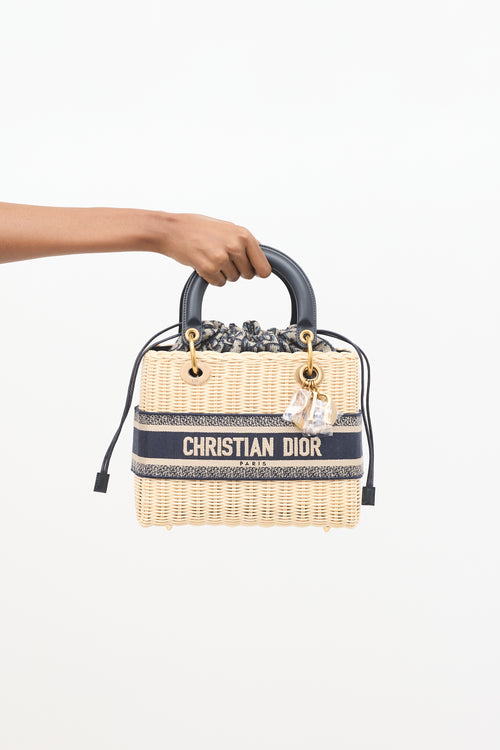 Dior Wicker & Oblique Jacquard Medium Lady Dior Bag