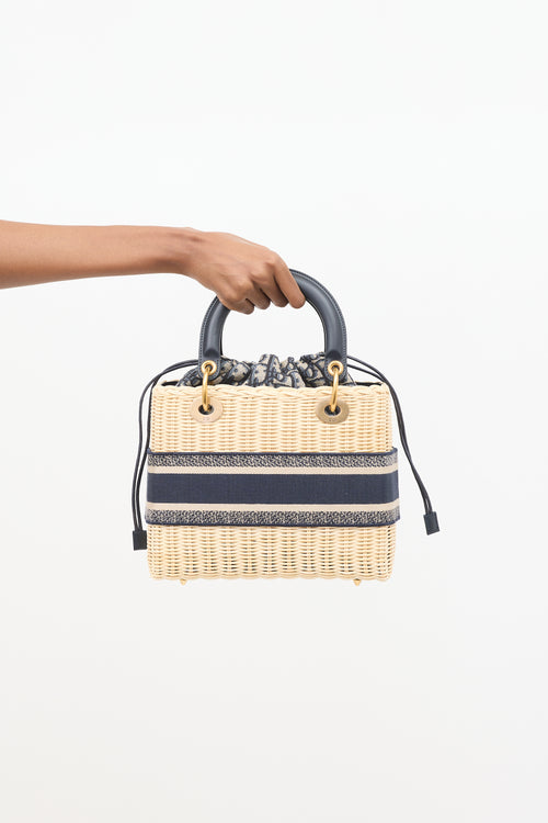 Dior Wicker & Oblique Jacquard Medium Lady Dior Bag