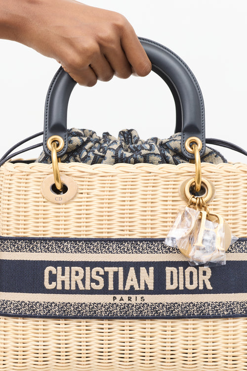 Dior Wicker & Oblique Jacquard Medium Lady Dior Bag