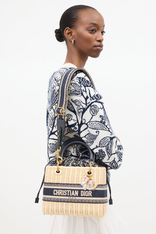 Dior Wicker & Oblique Jacquard Medium Lady Dior Bag