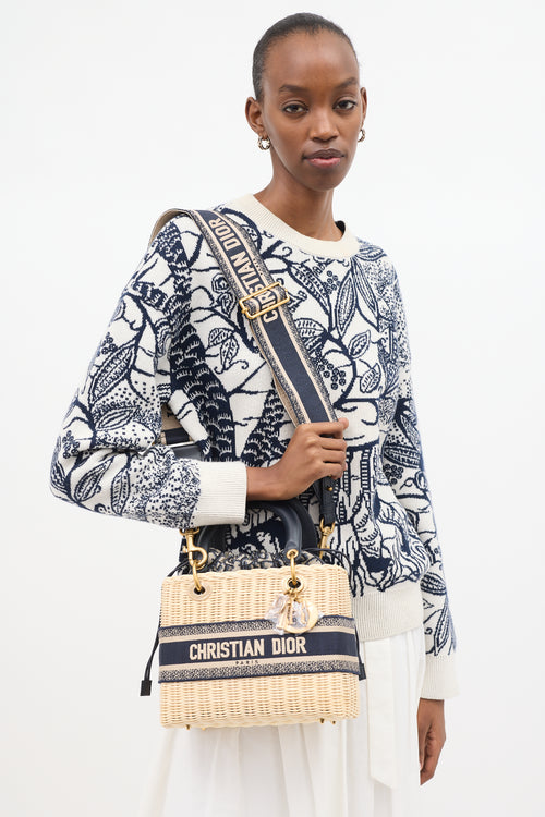 Dior Wicker & Oblique Jacquard Medium Lady Dior Bag