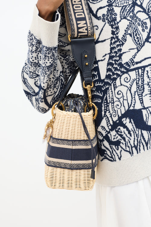 Dior Wicker & Oblique Jacquard Medium Lady Dior Bag