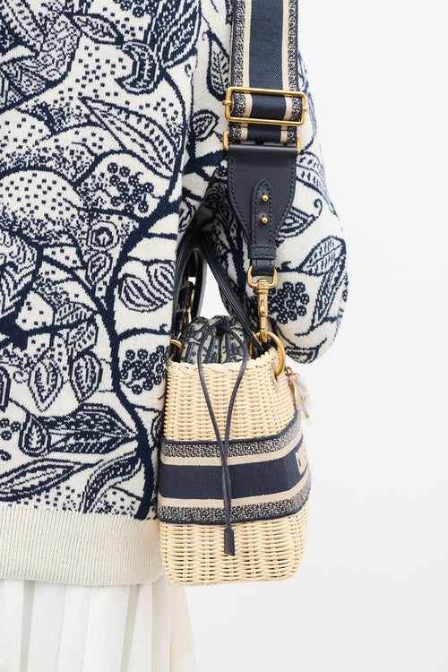 Dior Wicker & Oblique Jacquard Medium Lady Dior Bag