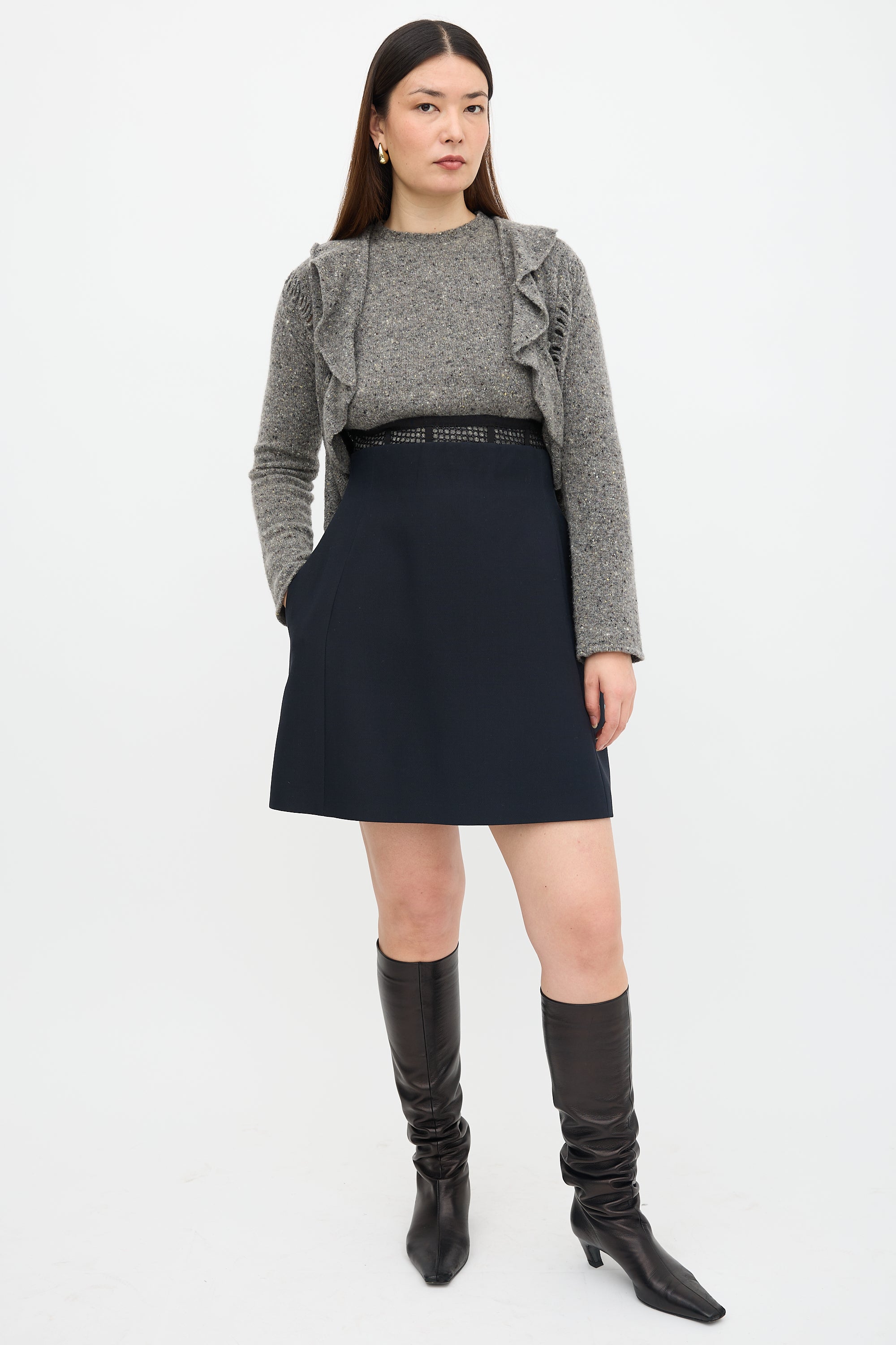Dior Wool & Silk Midi Skirt