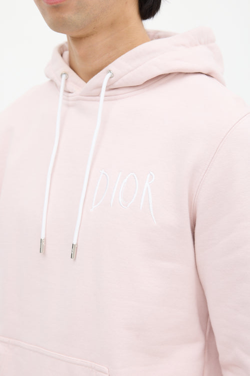Dior X Raymond Pettibon 2019 Pink & White Logo Hoodie