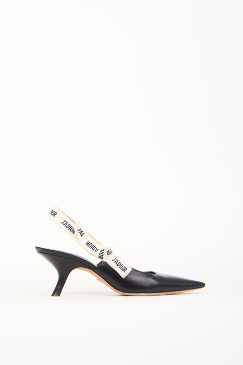 Dior Black Leather J'Adior Slingback Heel
