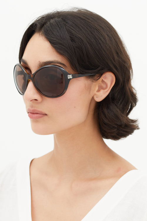 Dolce & Gabanna Brown Oversized Round Sunglasses