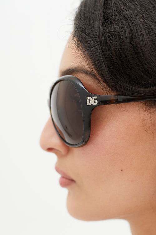 Dolce & Gabanna Brown Oversized Round Sunglasses
