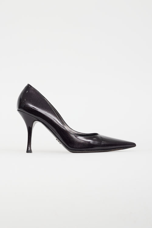 Dolce & Gabbana Black Patent Leather Glitter Pump