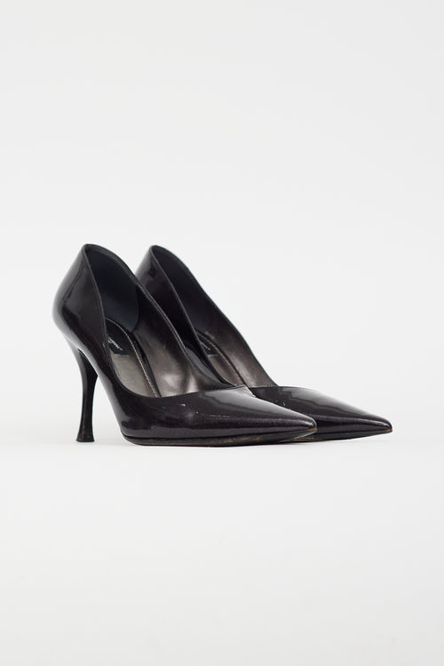 Dolce & Gabbana Black Patent Leather Glitter Pump