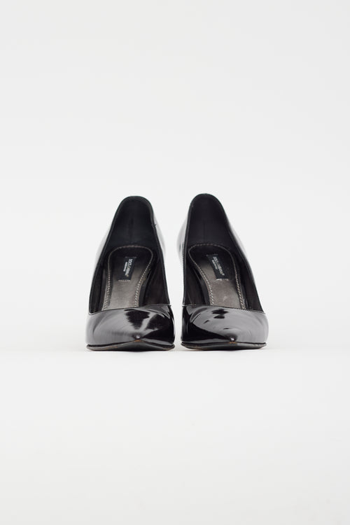 Dolce & Gabbana Black Patent Leather Glitter Pump