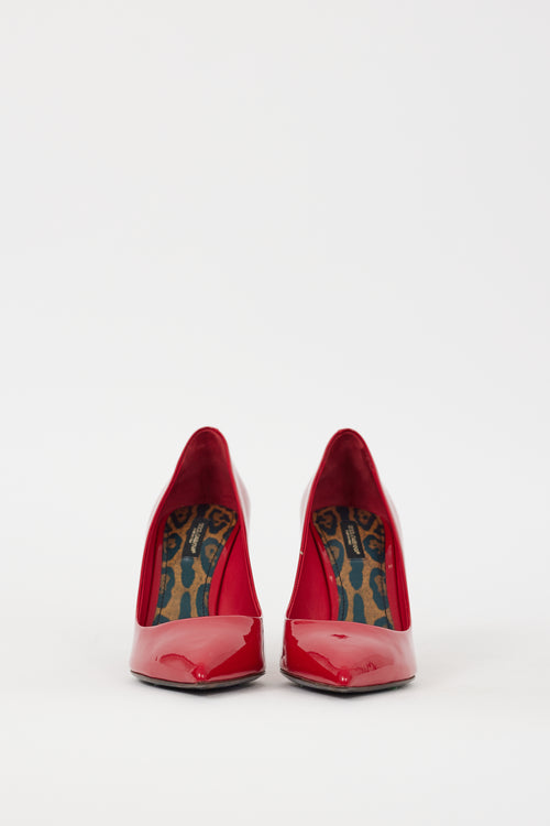 Dolce & Gabbana Red Patent Leather Pointed Toe Heel