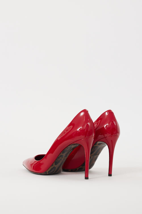 Dolce & Gabbana Red Patent Leather Pointed Toe Heel