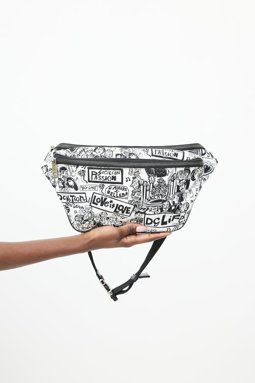 Dolce & Gabbana Black & White Comic Belt Bag