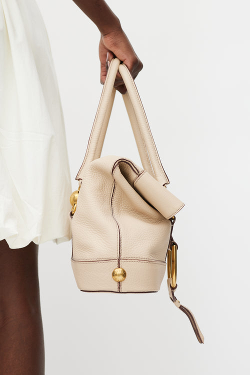 Dolce & Gabbana Beige & Gold Fold Over Leather Bag