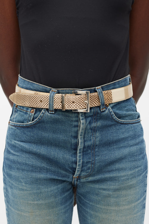 Dolce & Gabbana Beige Leather Panelled Belt